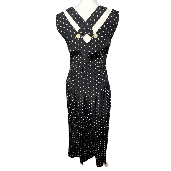 Vintage Express 90s Polka Dot Wide Leg Button Front Jumpsuit - Picture 4 of 13